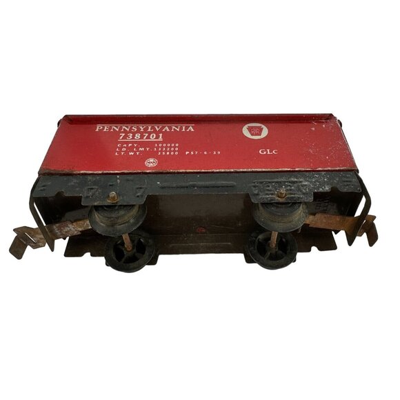 Marx Tin Pennsylvania O Scale Red Car Model Railroad Toy - Picture 5 of 7